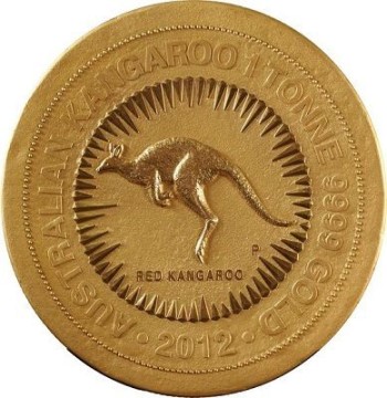 Awers złotej monety o wadze 1 tony z wizerunkiem królowej Elżbiety II i nominale 1 000 000 dolarów australijskich
